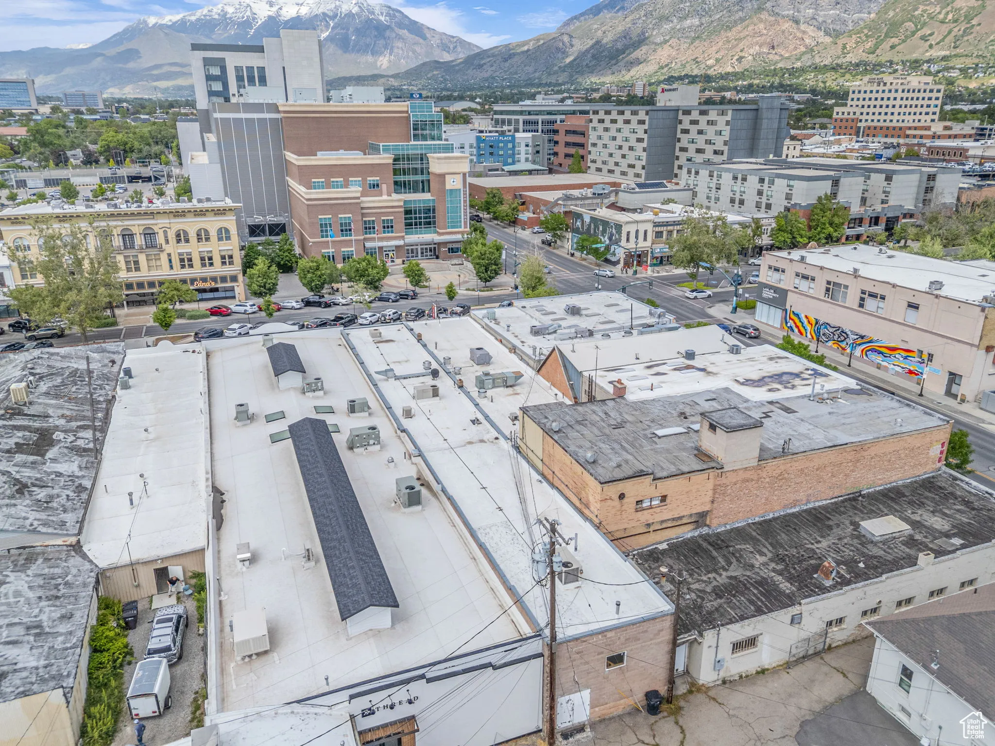 View of urban area featuring mountains
