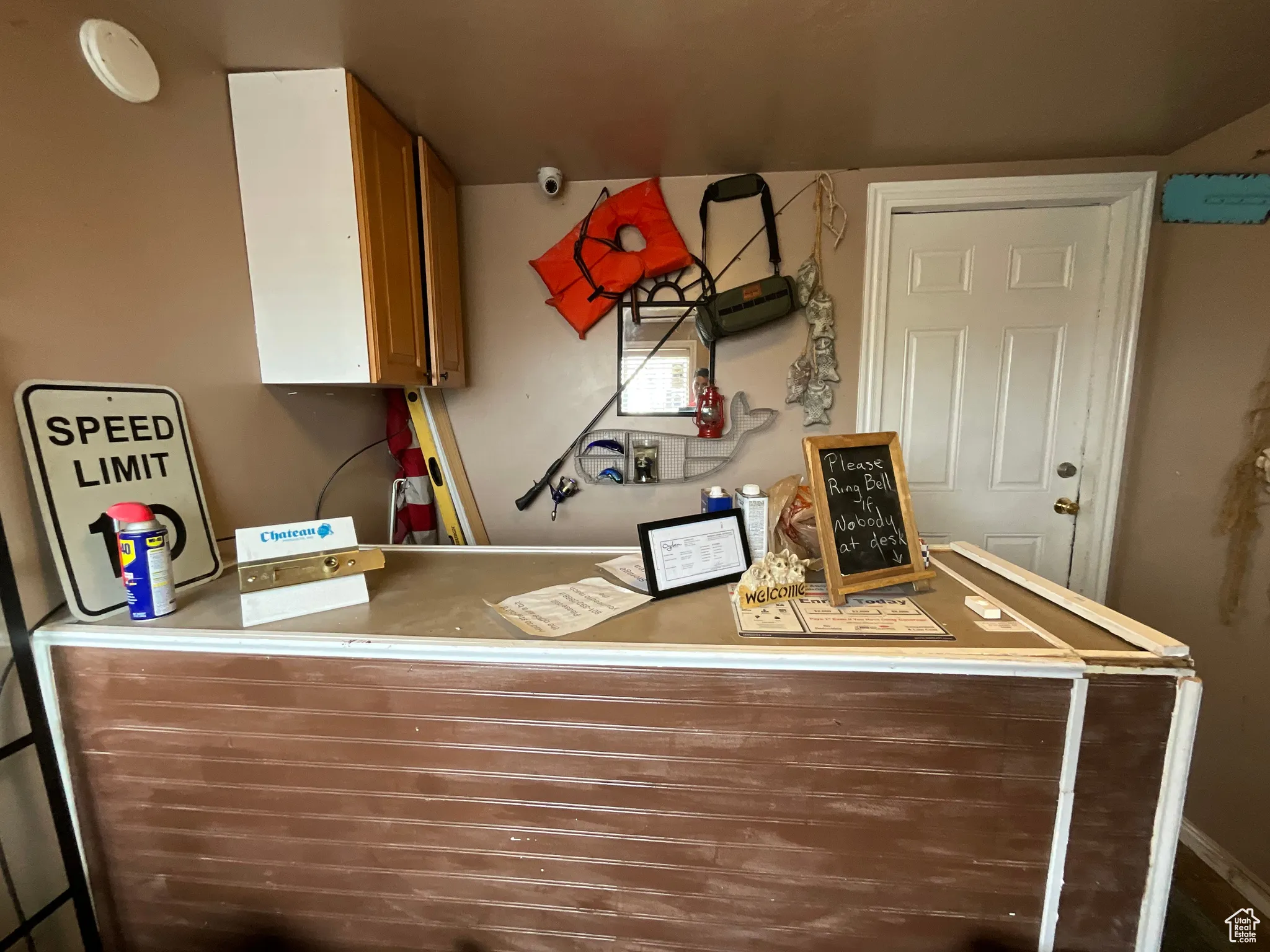 Kitchen with brown cabinets
