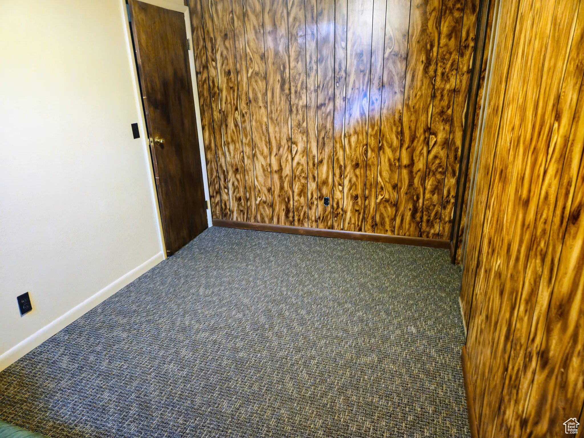 Carpeted spare room featuring baseboards