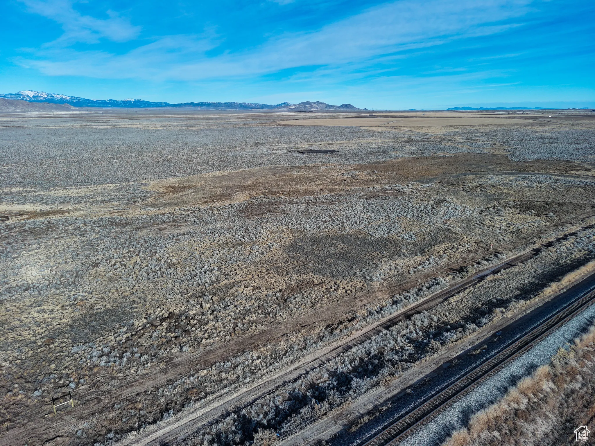 Bird's eye view of a mountainous background