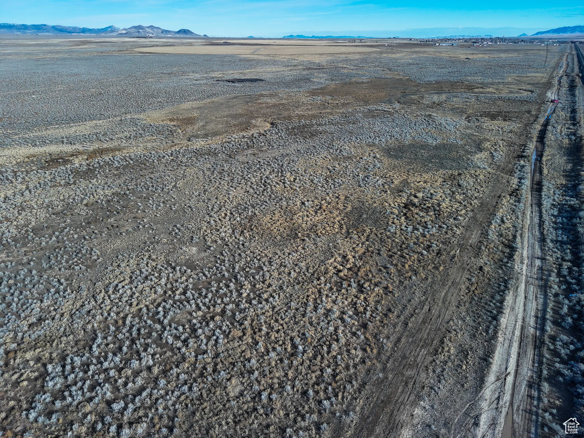 Drone / aerial view of a mountain backdrop