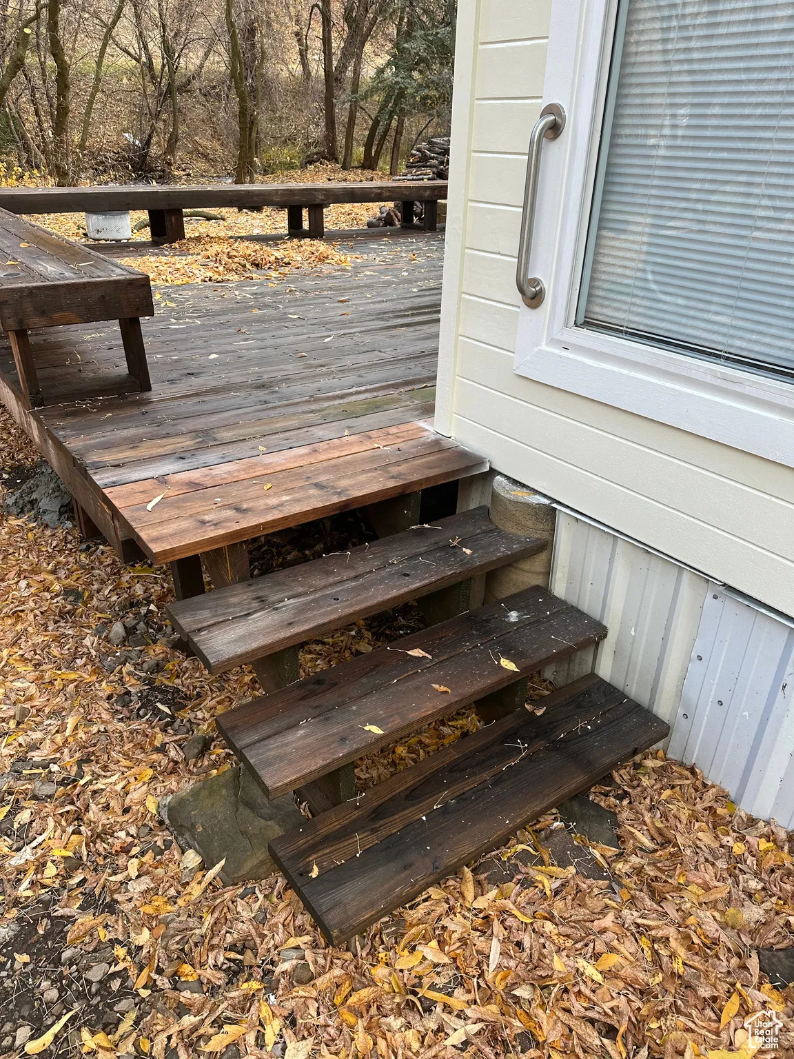 Wooden terrace with entry steps