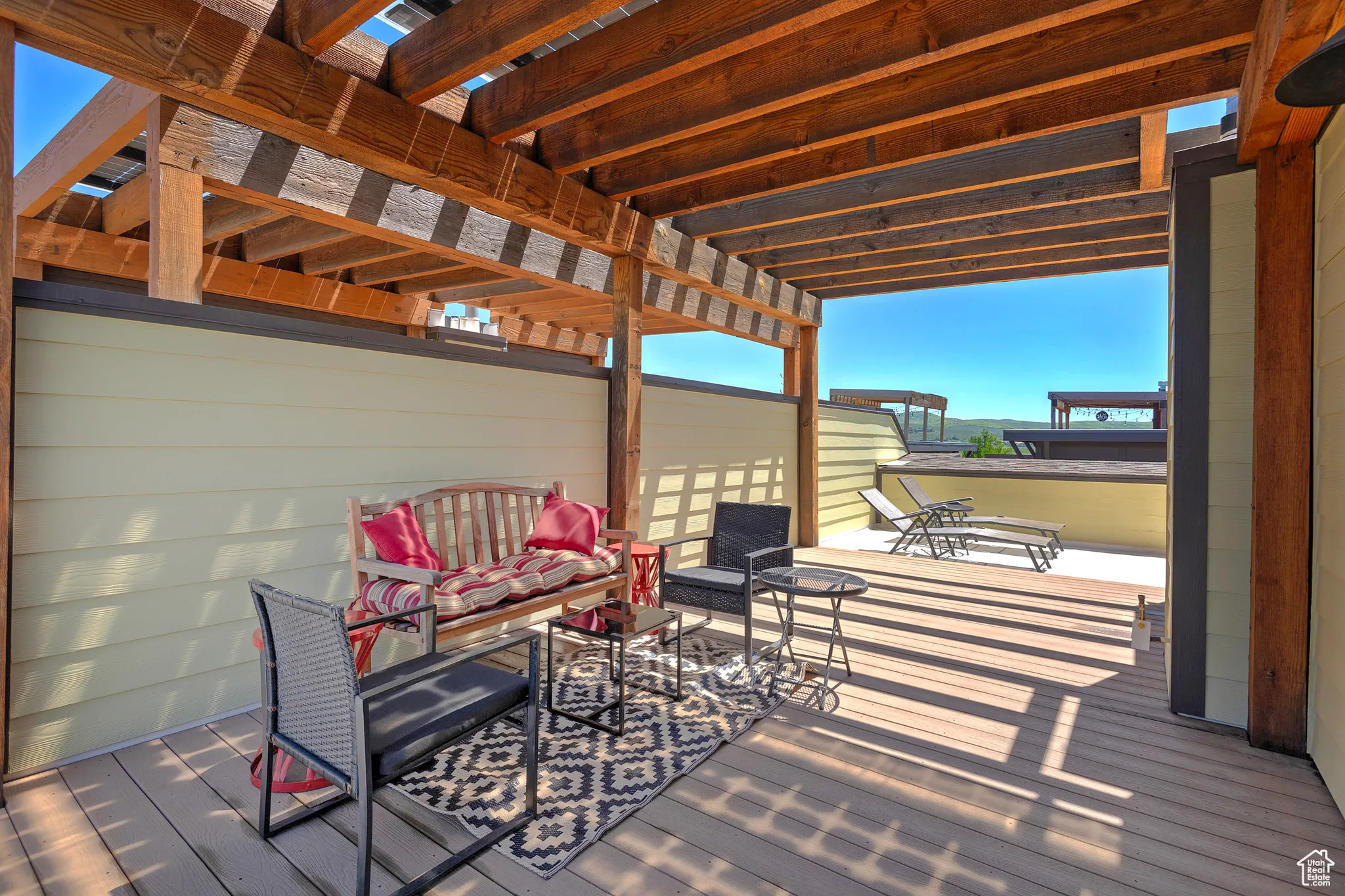Large Roof Top Deck with Wide Open Views and covered with a Pergola