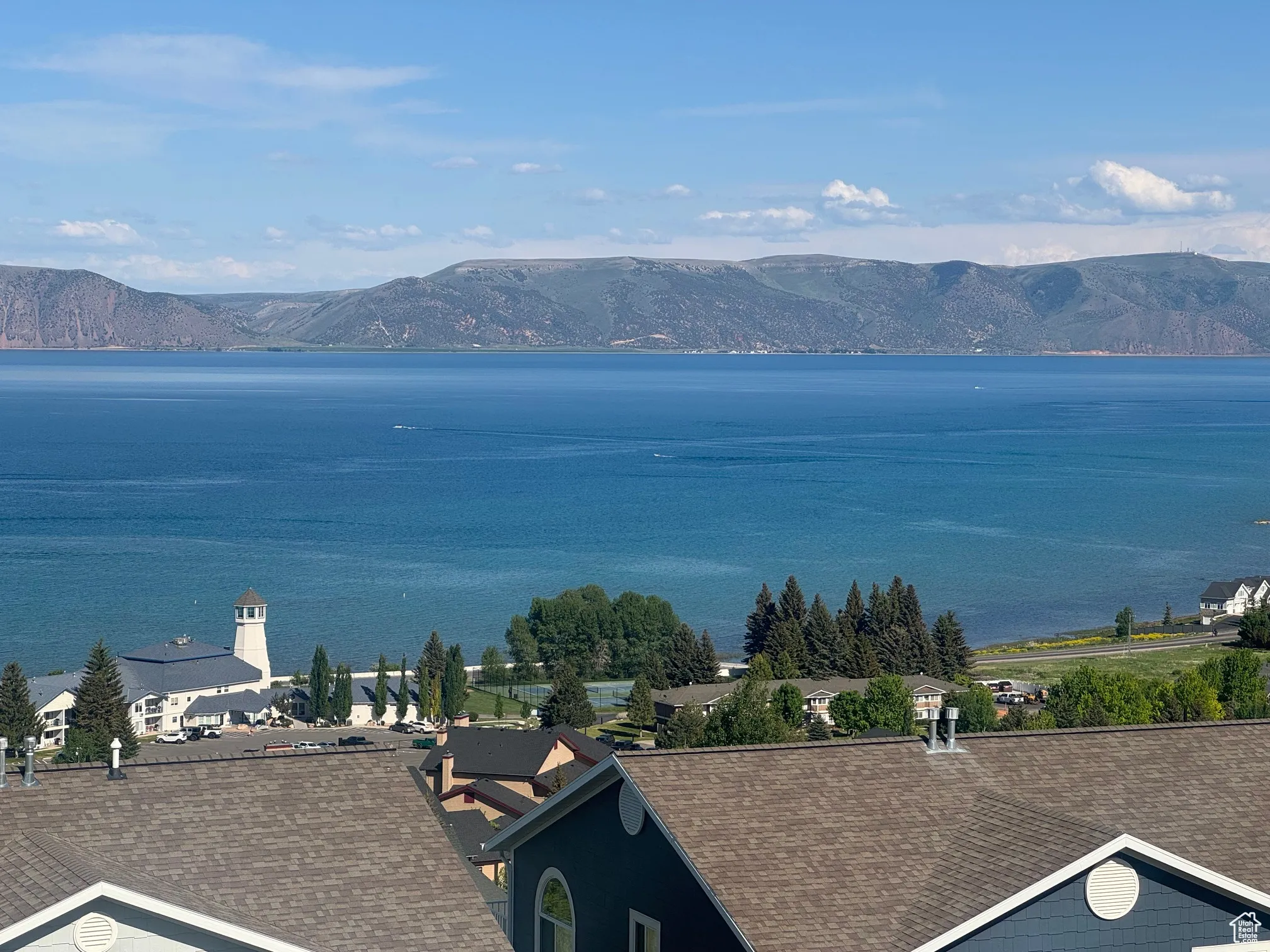 Water view with a mountainous background