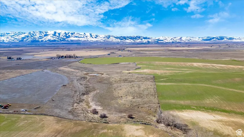 Drone / aerial view of a mountainous background