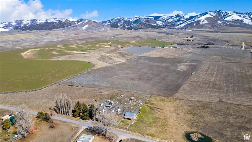 Drone / aerial view of a mountain backdrop