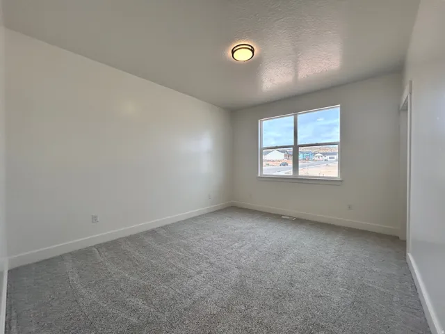 Spare room with carpet flooring and a textured ceiling