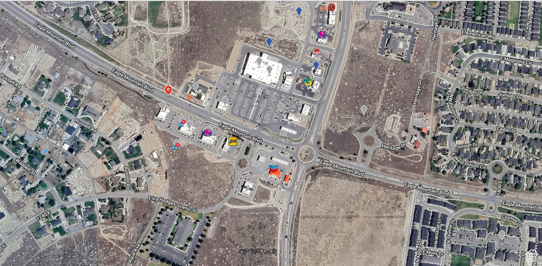 Aerial map of property and surrounding area