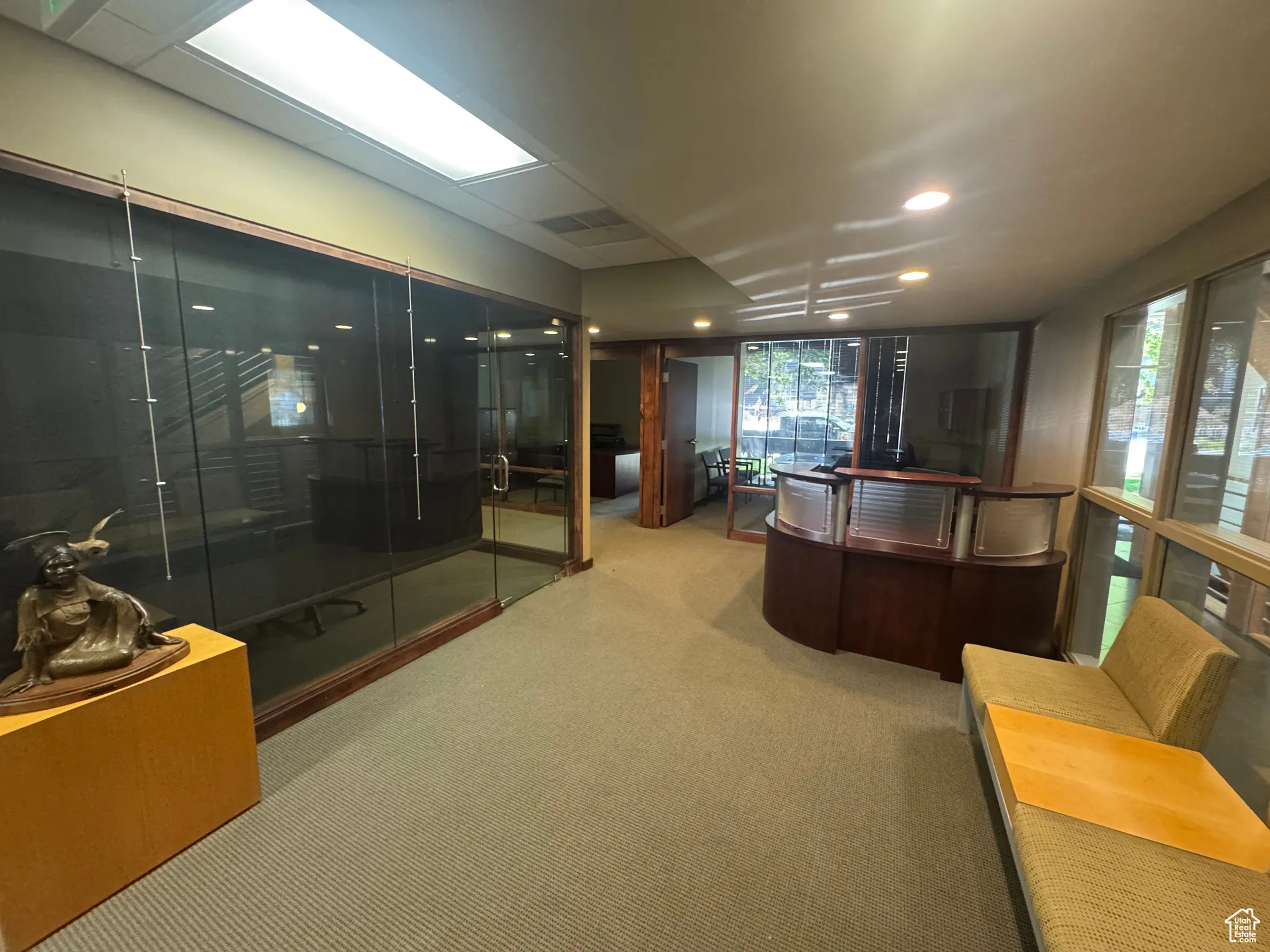 Interior space with recessed lighting