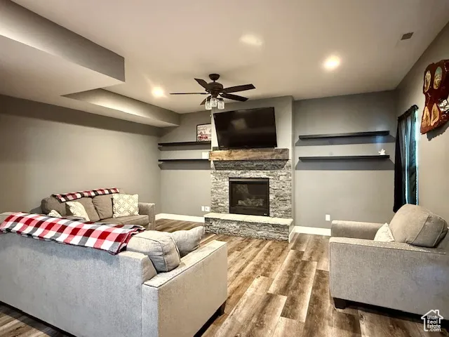 A great space off dining and kitchen with back yard  & deck access