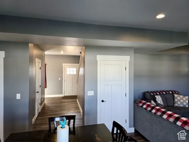 View of the entry from the dining area, classy & traditional