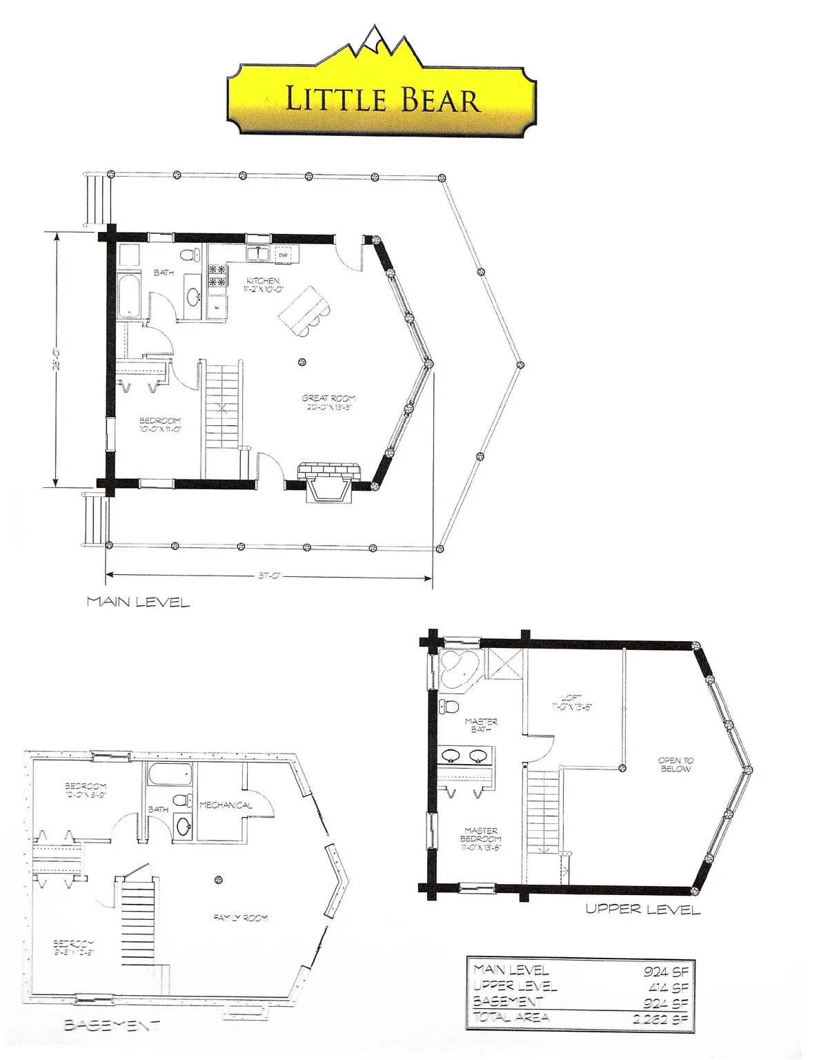 Cabin floor plans with option for basment