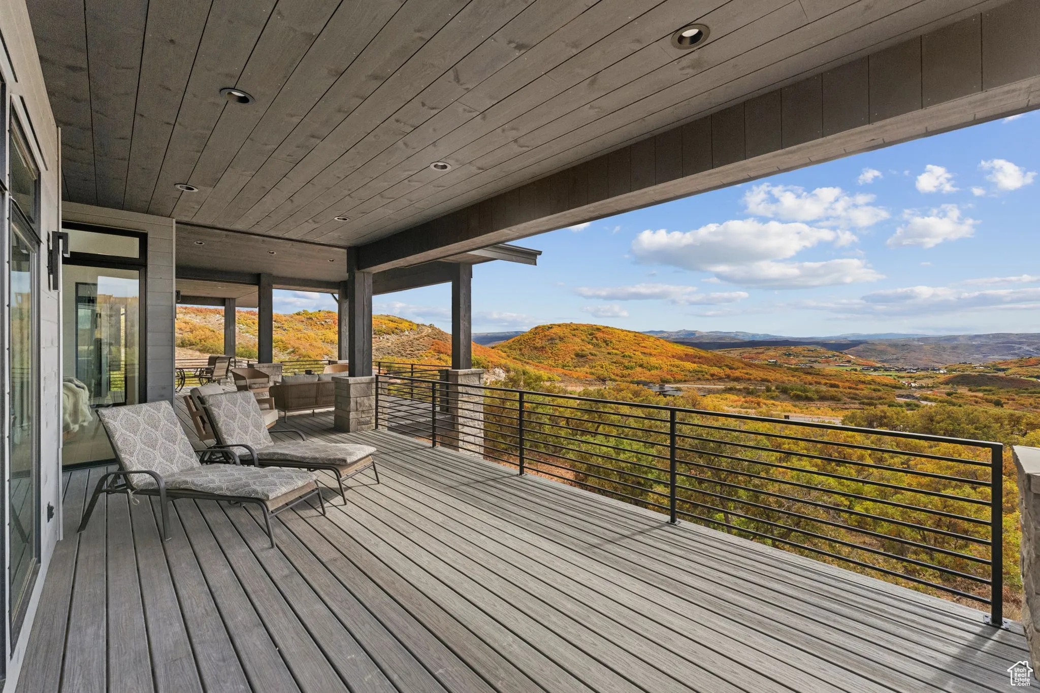 Wooden deck with a mountain view