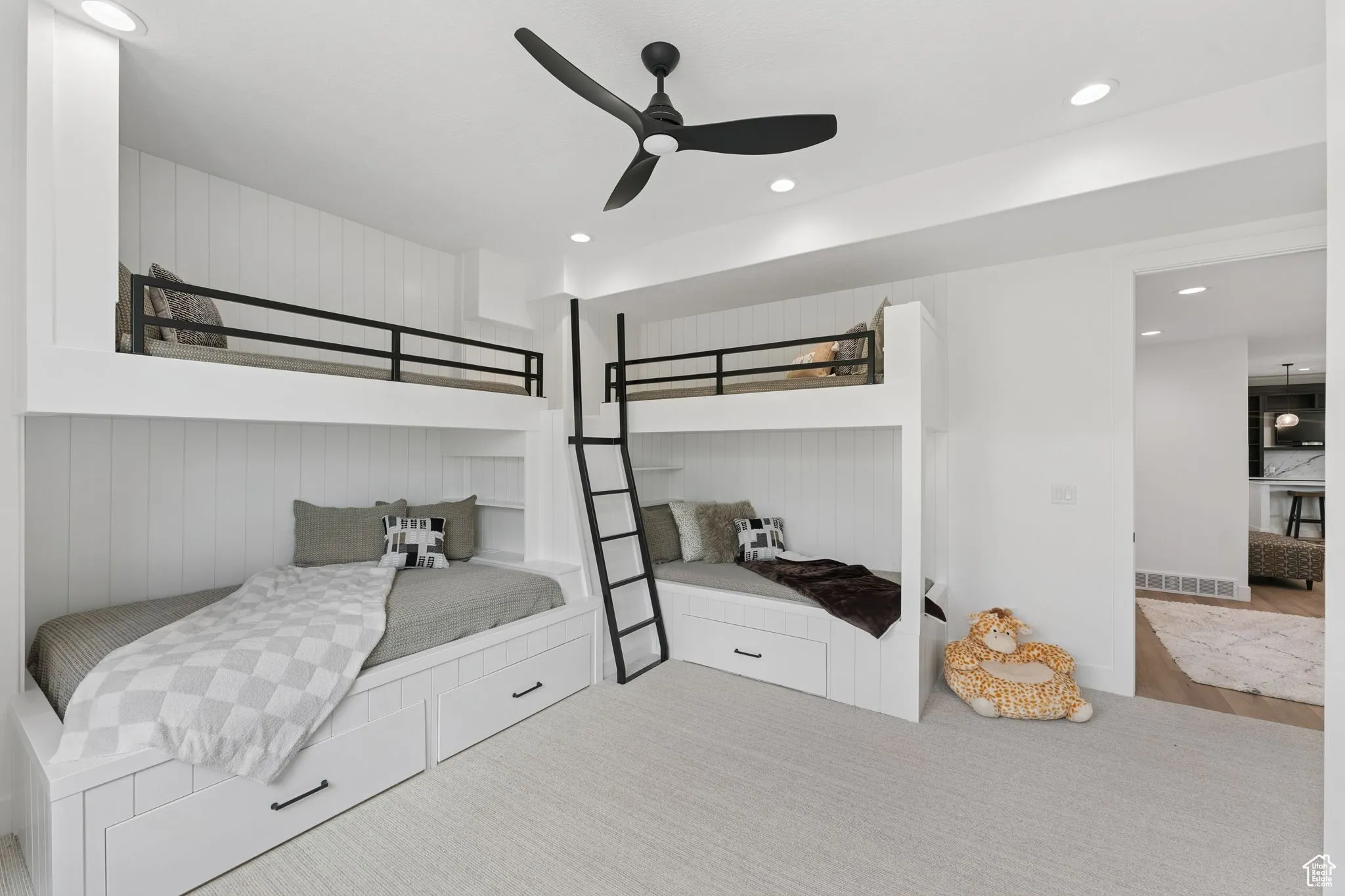 Bedroom featuring recessed lighting and a ceiling fan