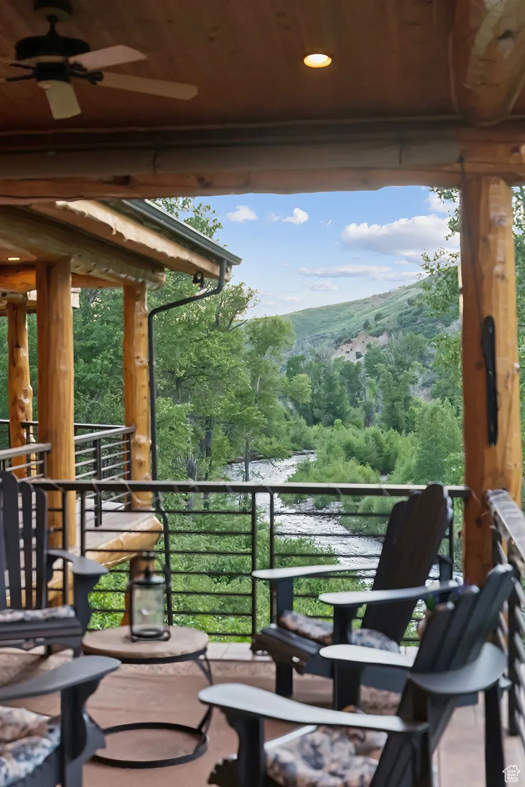 Balcony with a ceiling fan