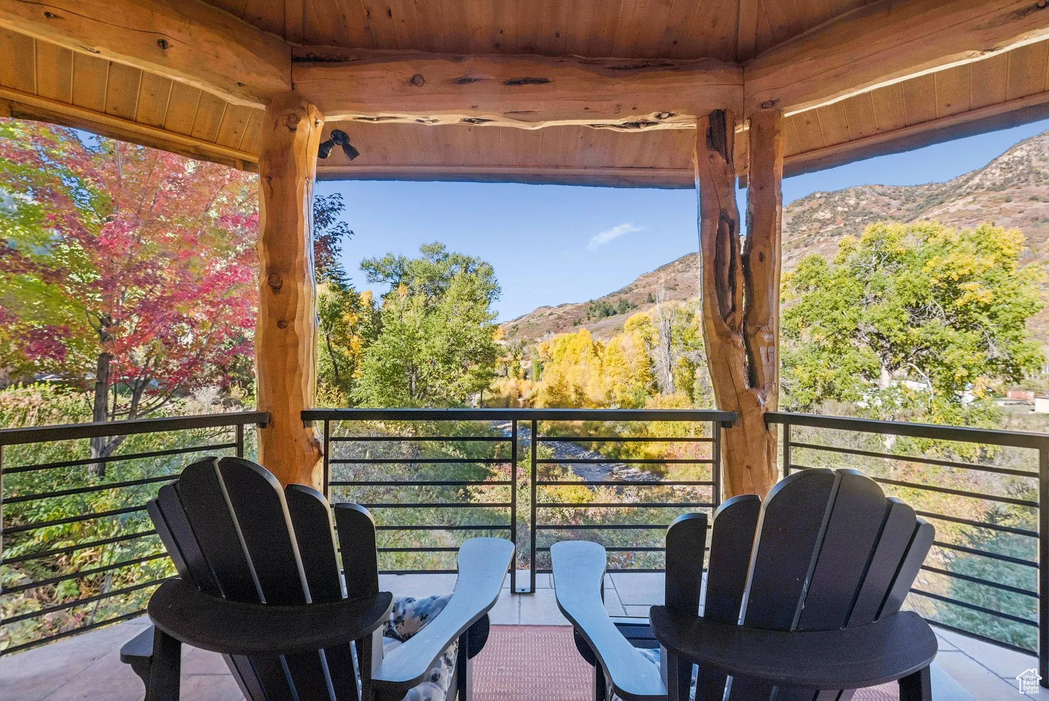 Balcony with a mountain view