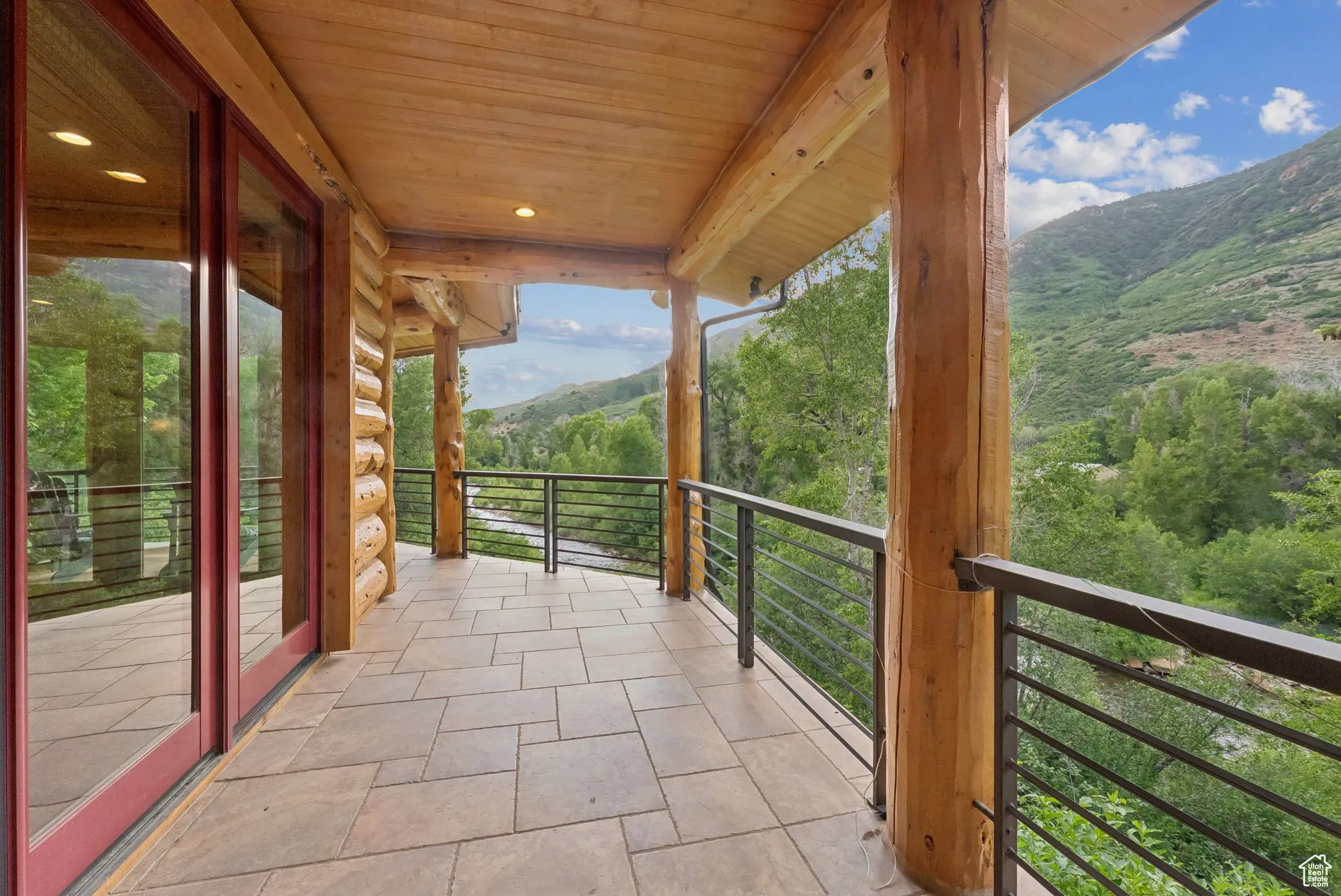Balcony with a mountain view