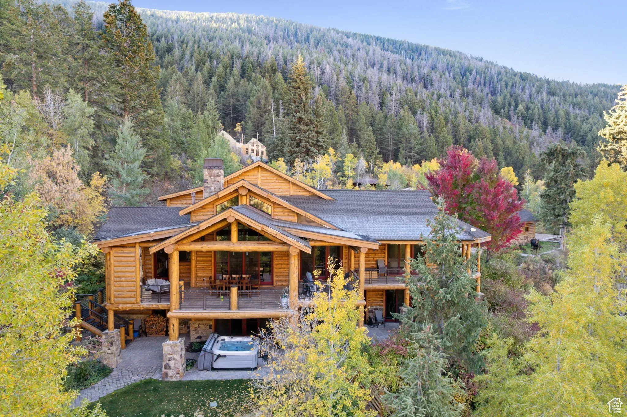 View of subject property with a forest