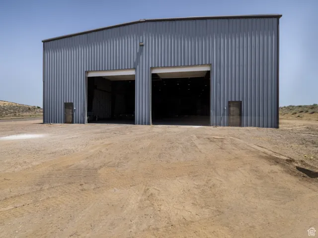 View of detached garage