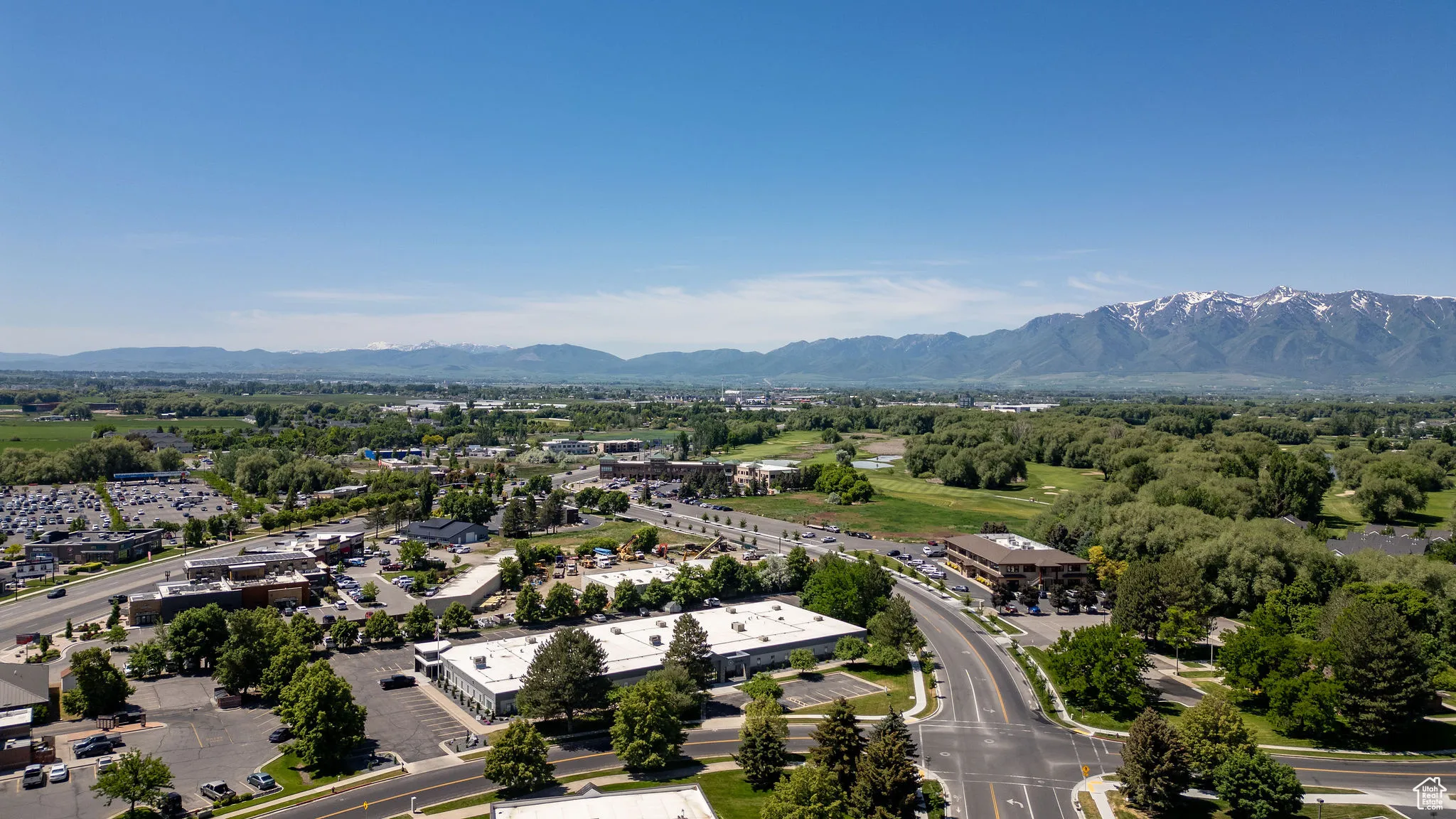 Drone / aerial view of a mountainous background