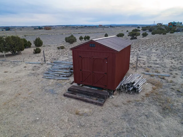 View of shed with a view of rural / pastoral area and view of desert