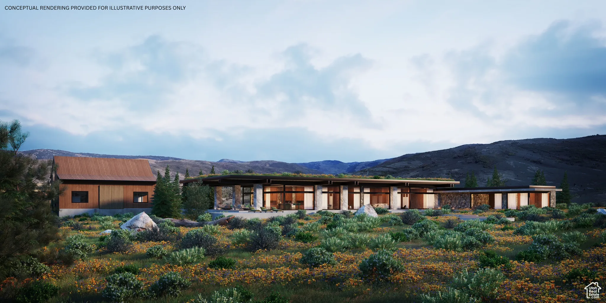 Back of property with a mountain view