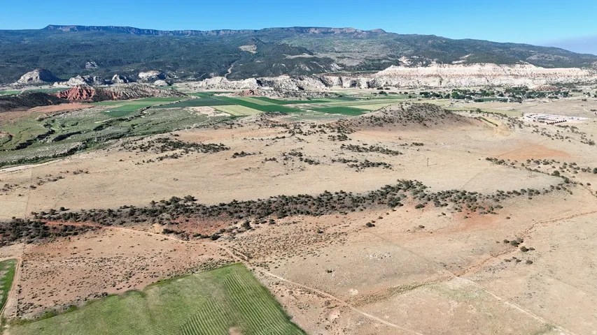 Aerial view of a mountain backdrop