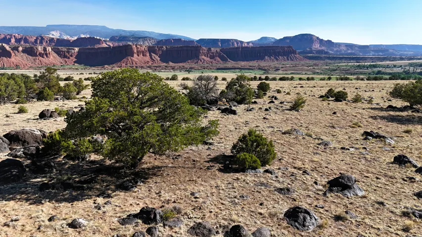 View of mountain background with a desert landscape and rural landscape