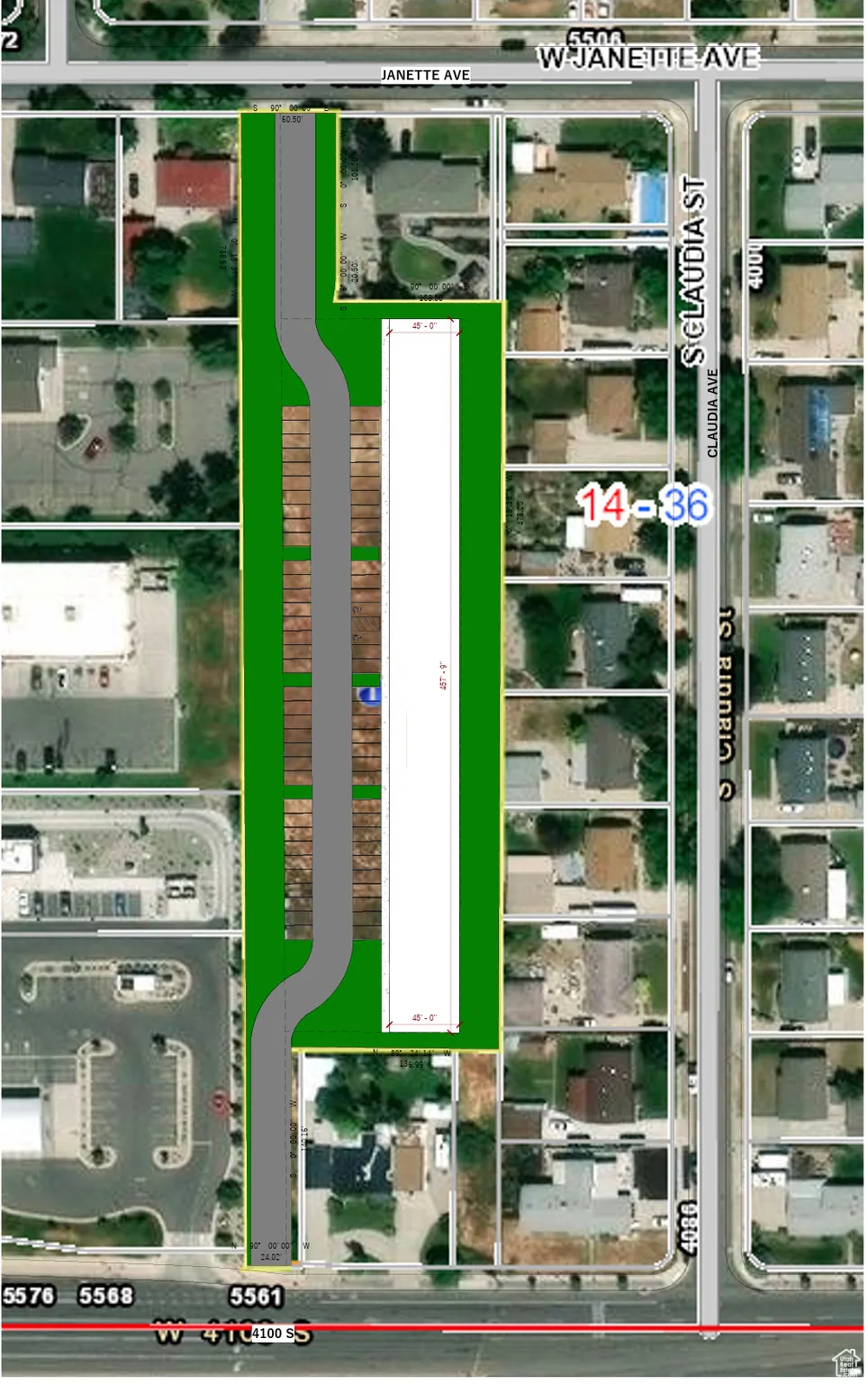 Aerial overview of property's location with property boundaries highlighted