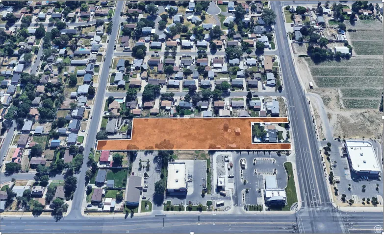 Aerial view of property's location with property boundaries highlighted