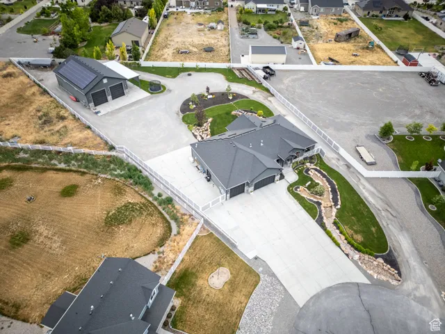 Aerial perspective of suburban area