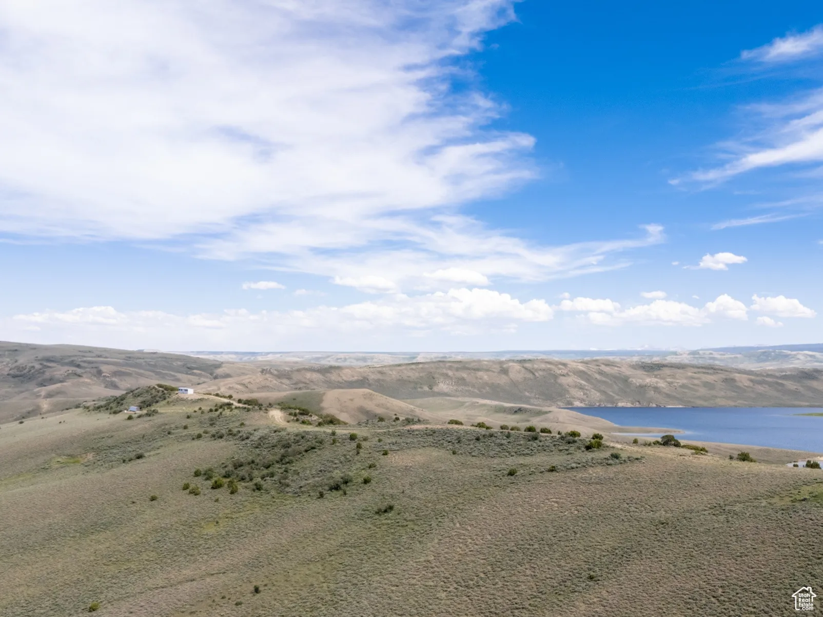 Bird's eye view of a nearby body of water