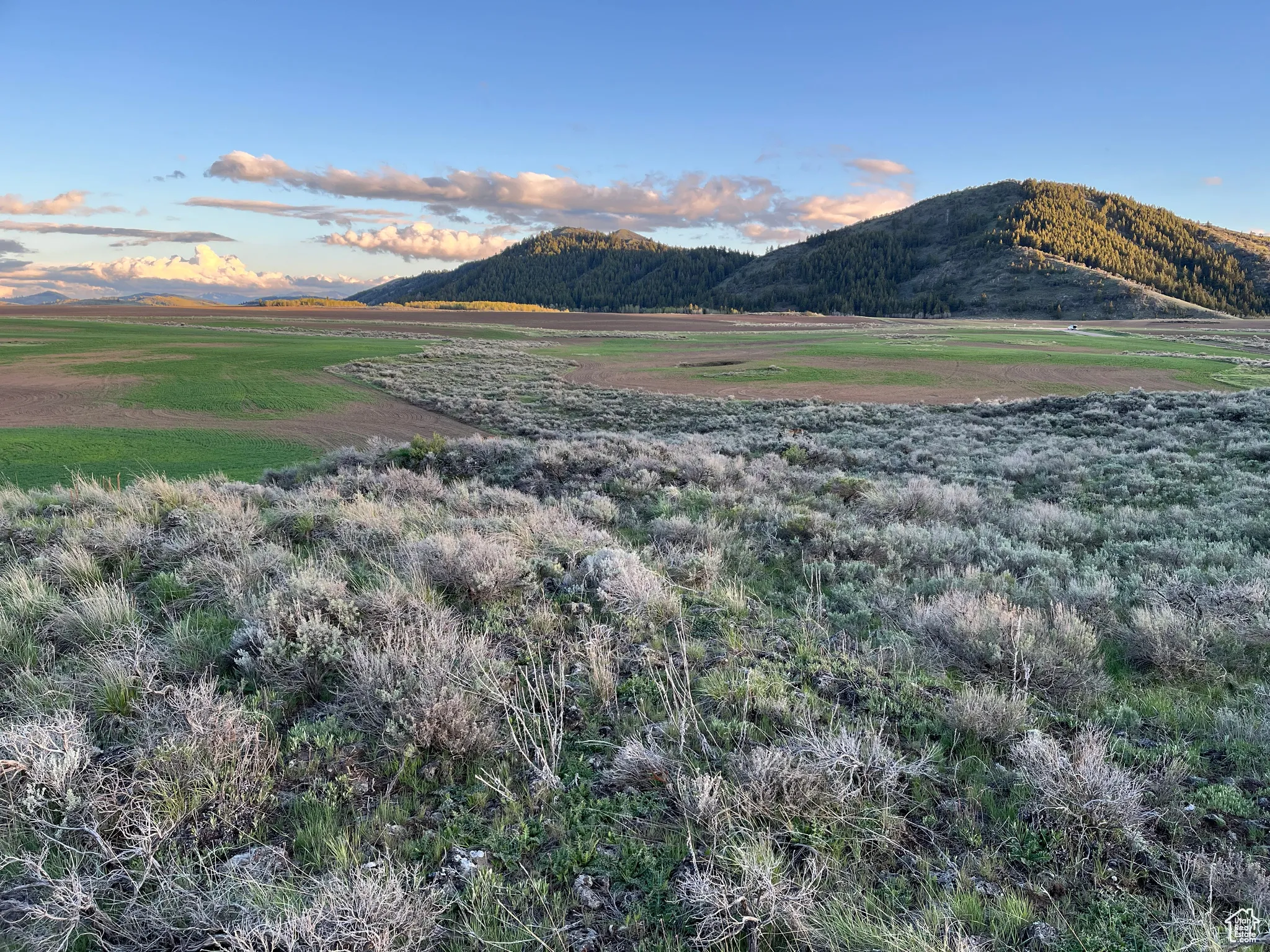 View of mountain background with rural landscape
