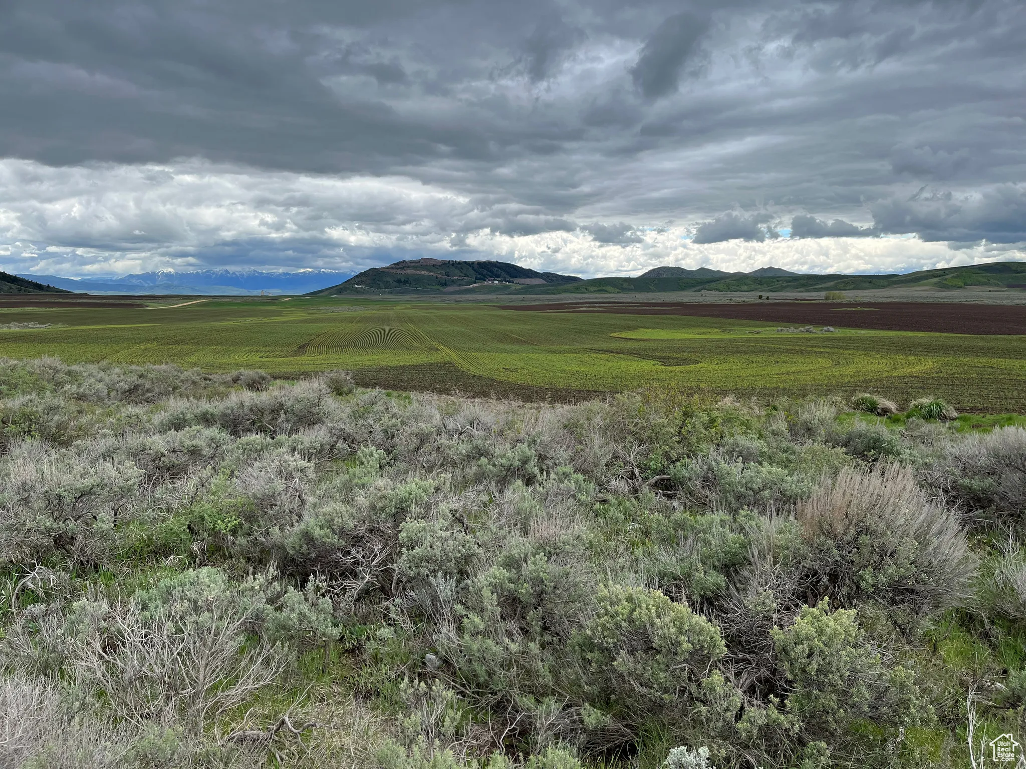 Mountain view with rural landscape