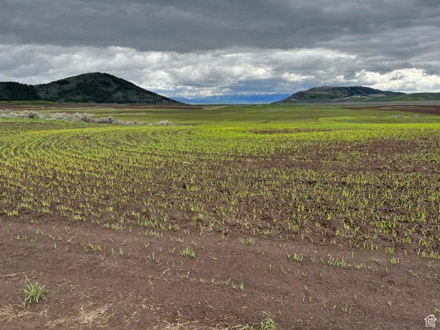 View of mountain background featuring rural landscape