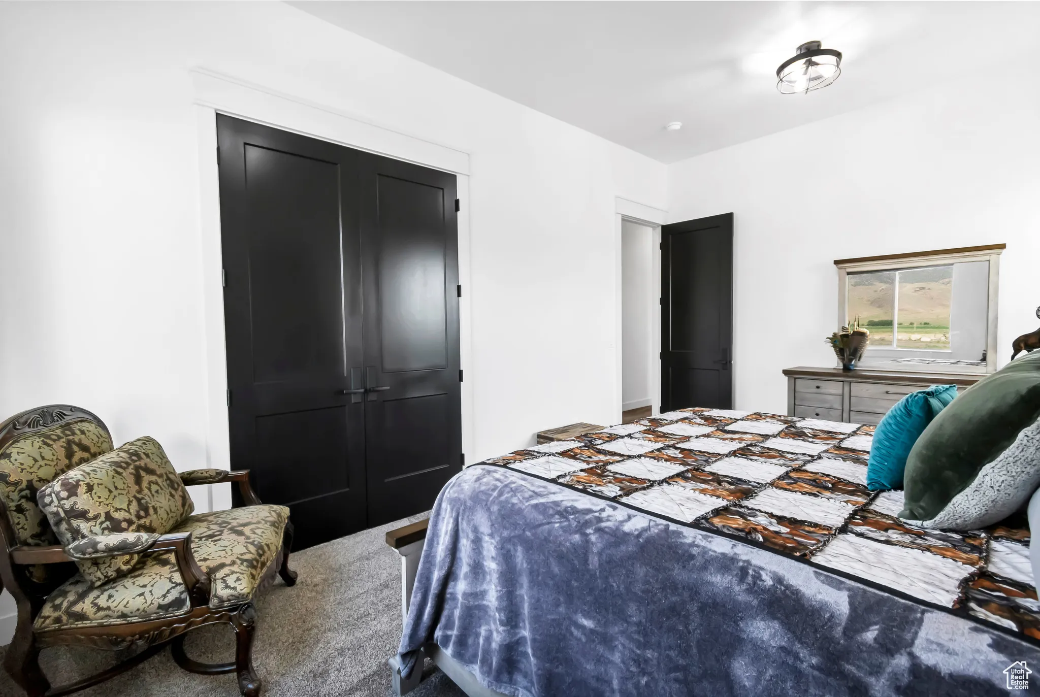 Bedroom featuring carpet