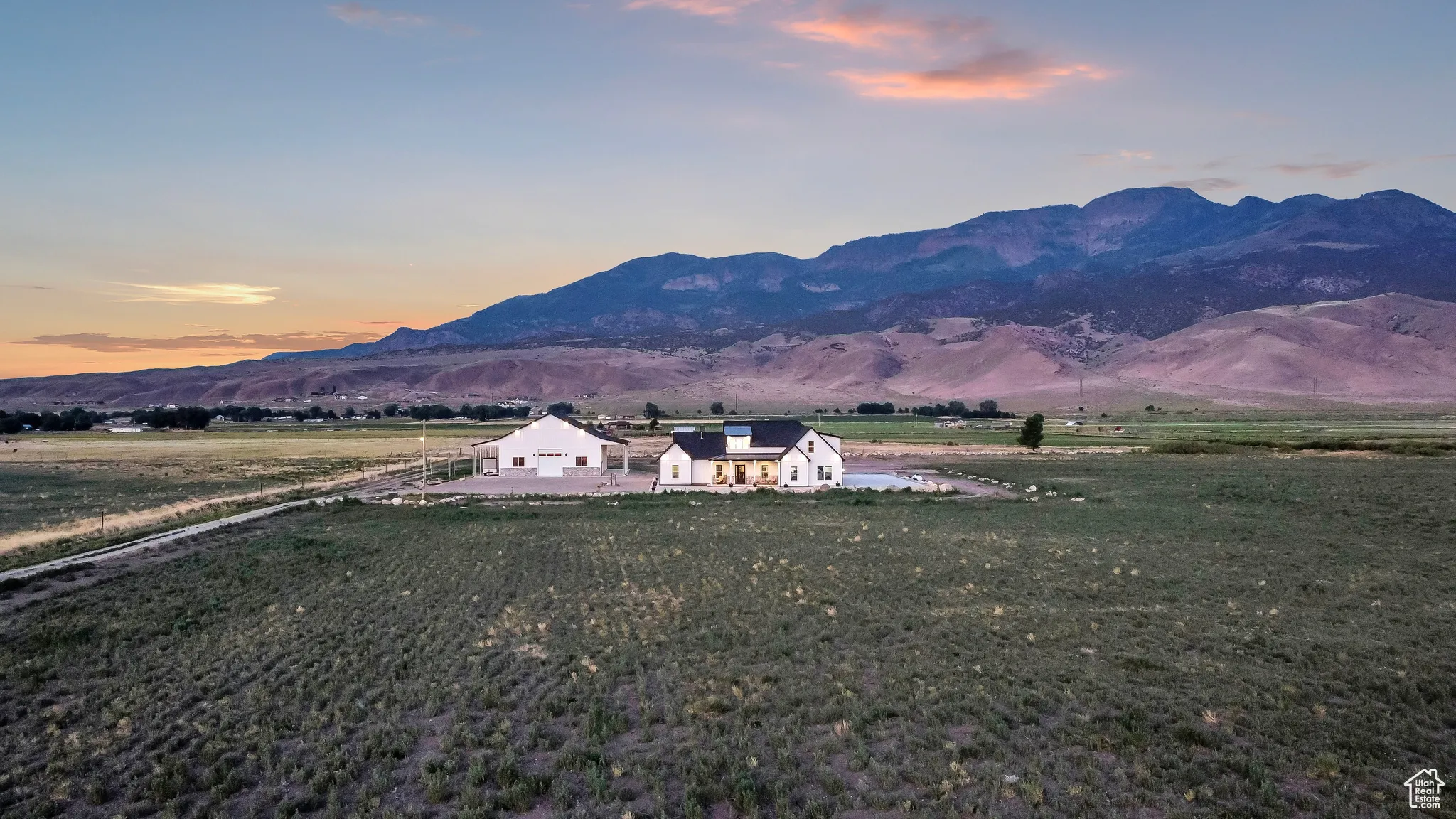 Mountain view with rural landscape