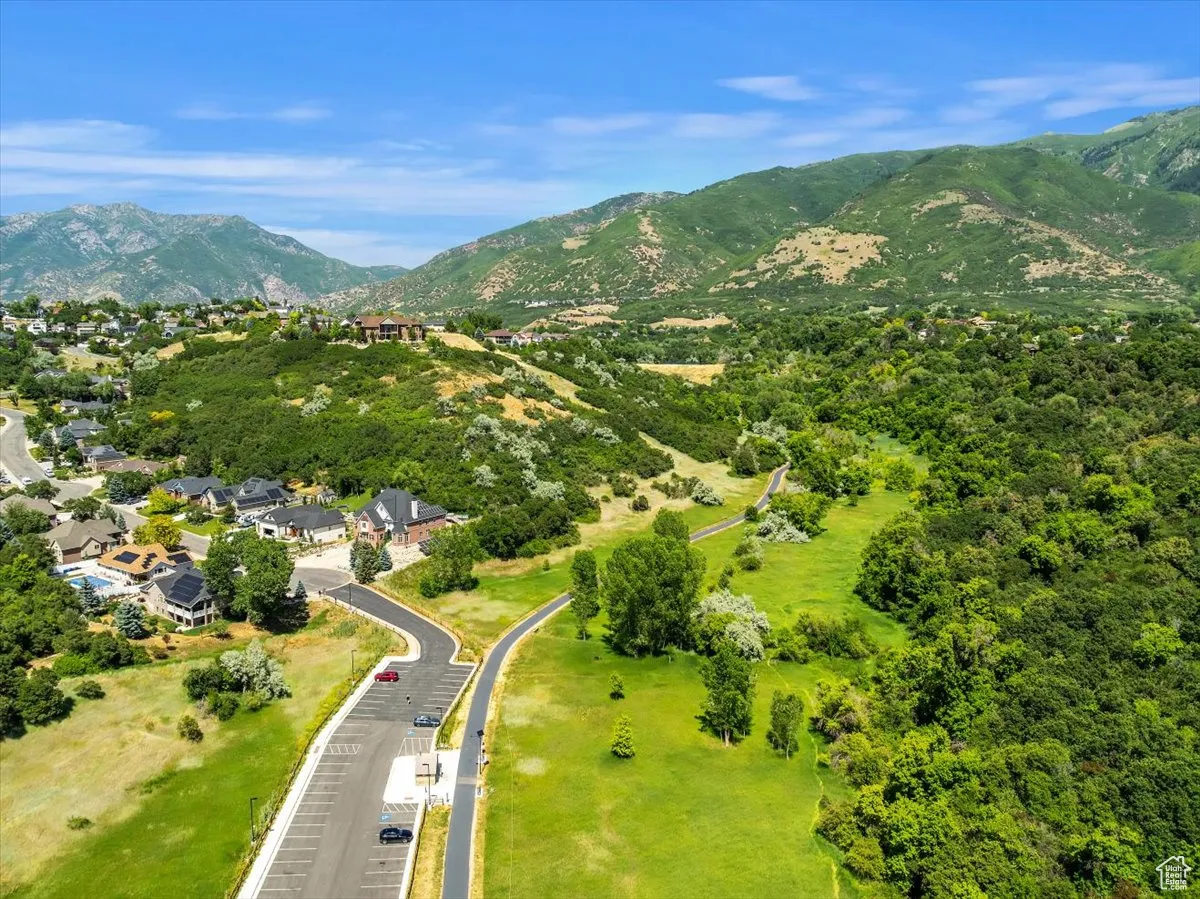Aerial view of a mountainous background