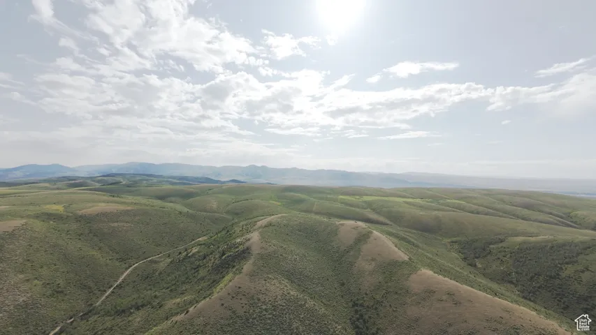 Drone / aerial view of a mountainous background