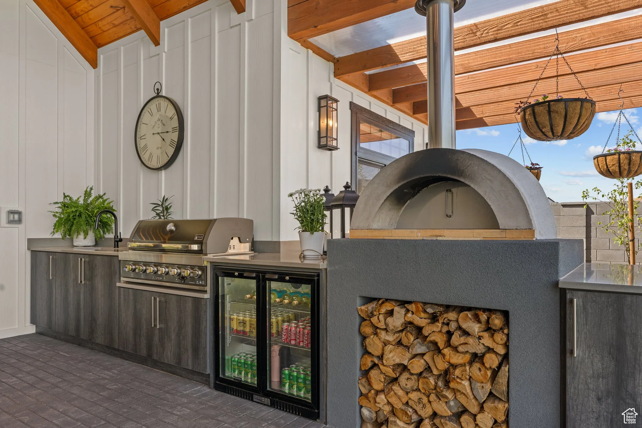 View of patio with exterior kitchen