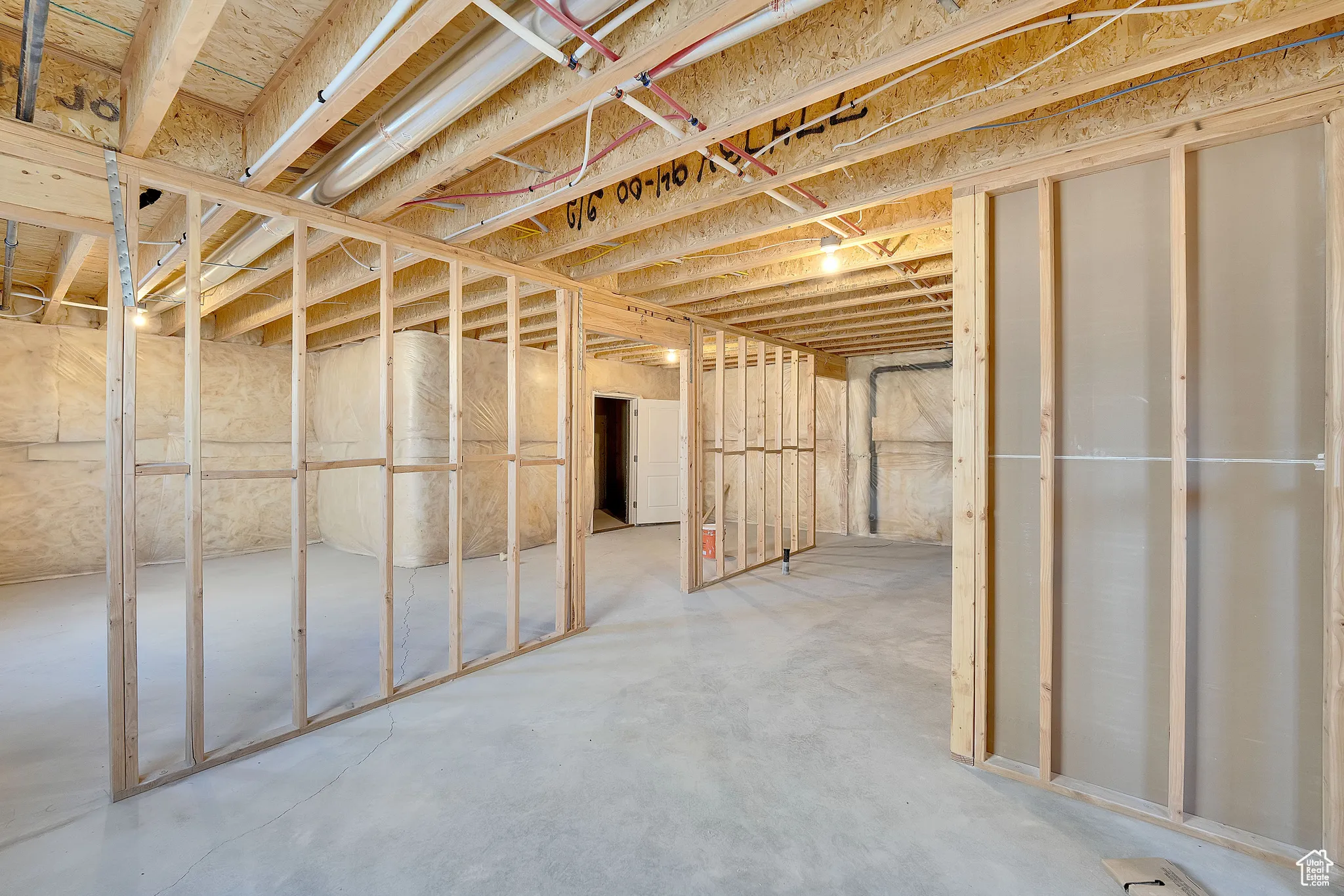 View of unfinished basement