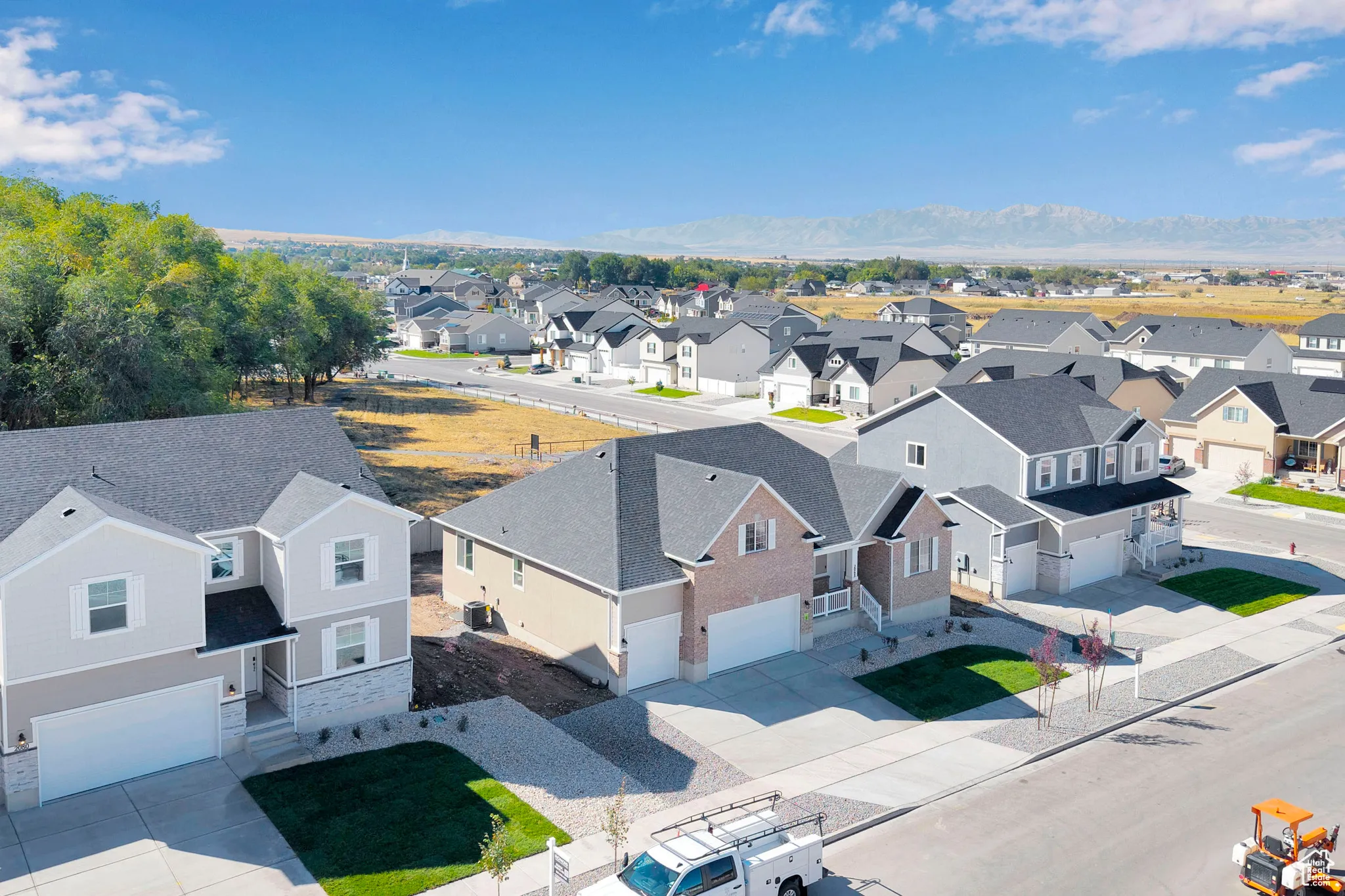 Aerial perspective of suburban area