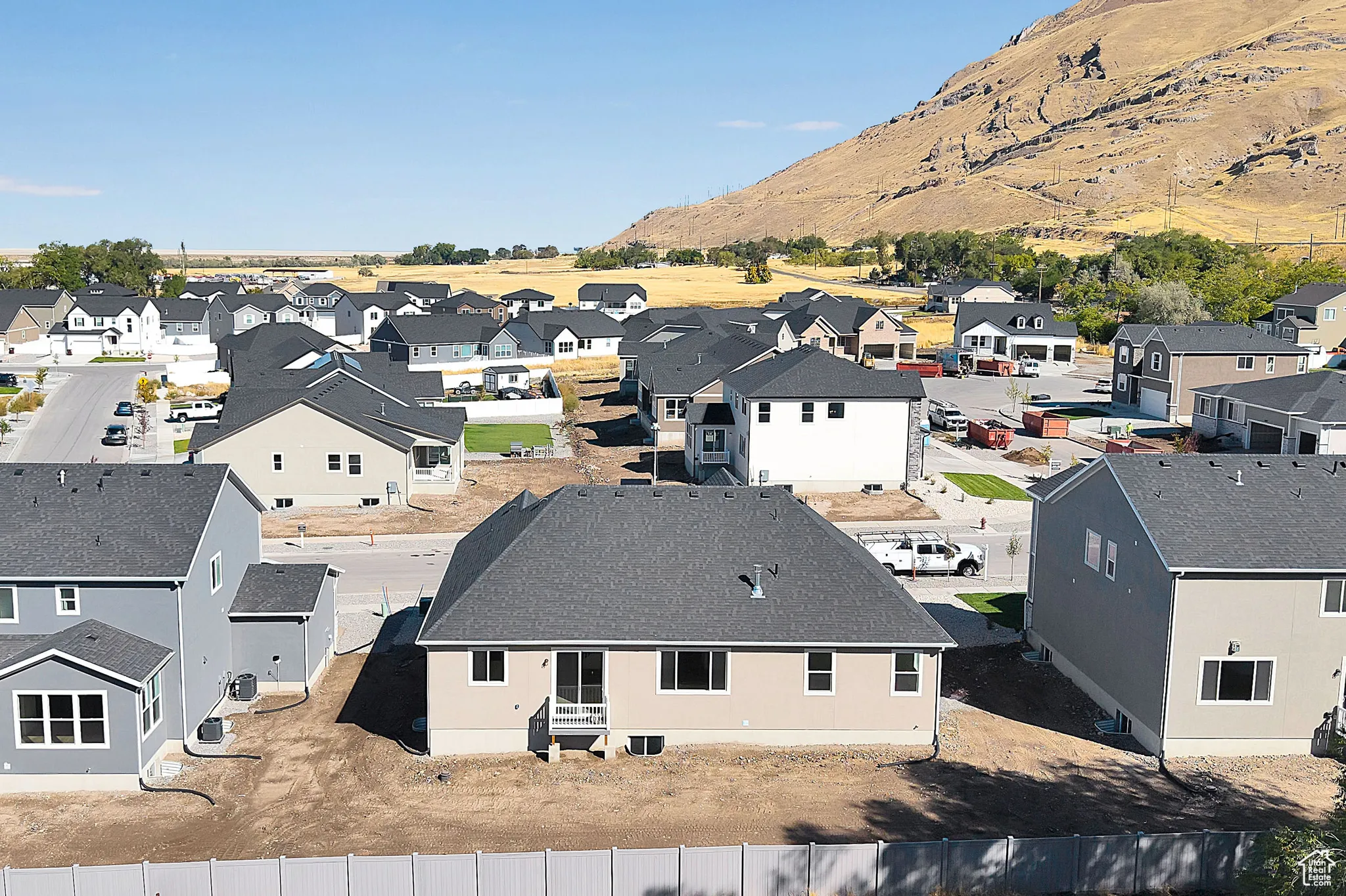 Aerial perspective of suburban area