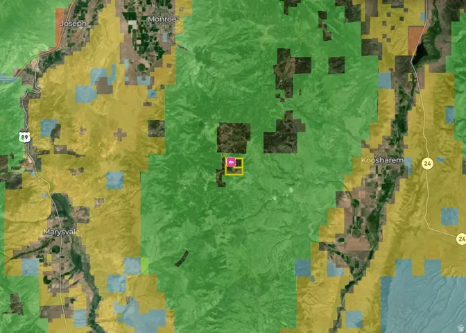 Geographic Information System (GIS) Map. Illustrating land ownership and geographic features within the specified region