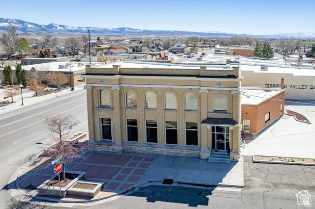 View of building exterior featuring a mountain view