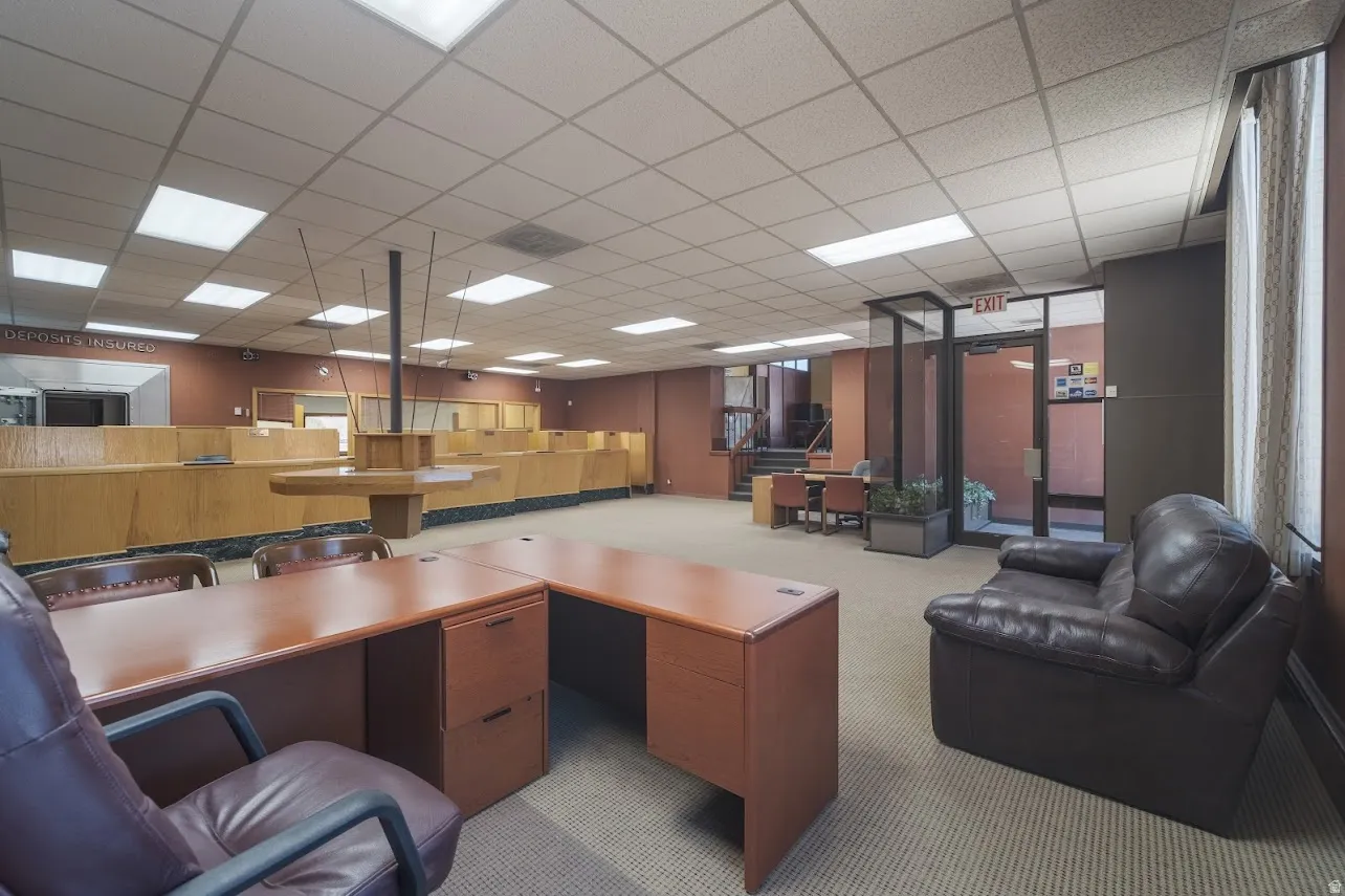 Office featuring a drop ceiling