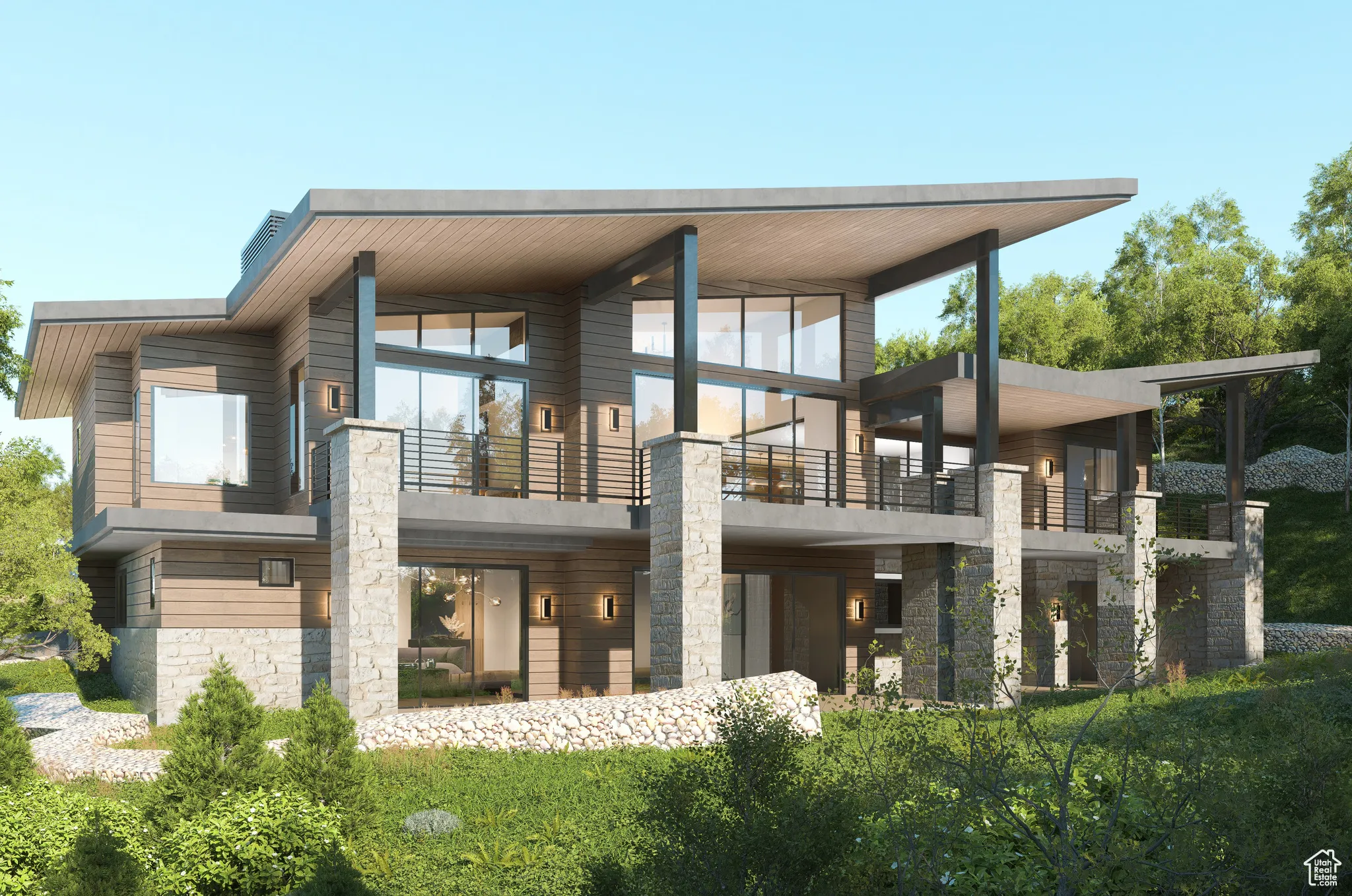 Exterior rendering of back of residence