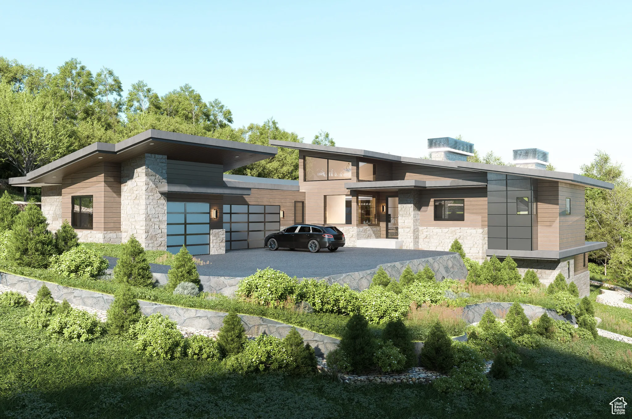 Exterior rendering of front of residence
