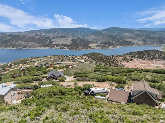Drone / aerial view of a water and mountain view