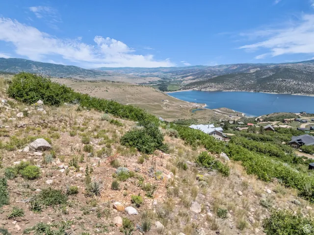 Bird's eye view of a water and mountain view